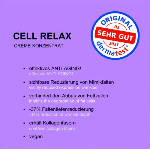 Preview: Cell Relax Vorteile mit dermatest Bewertung